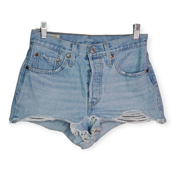 Levi's Premium Big E Women's 501 Original Fit High Rise Denim Shorts size 26 - Picture 3 of 9